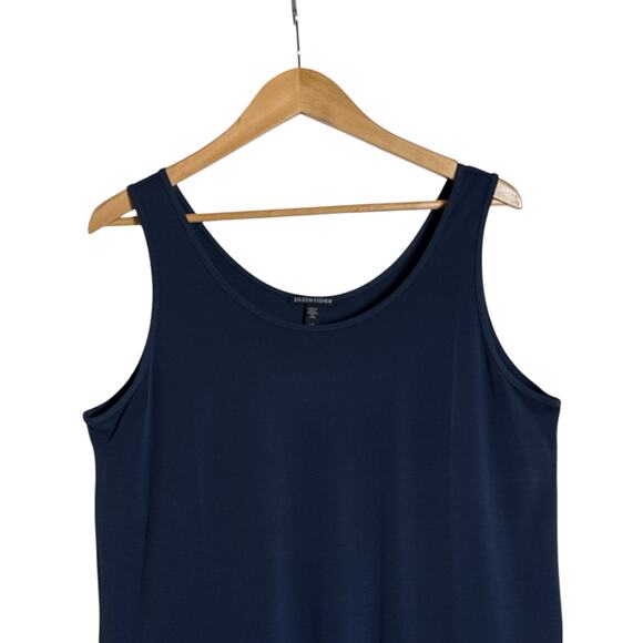 Eileen Fisher Women's Scoop Neck Soft Stretch Silk Jersey Tank Top Size L Navy - Picture 5 of 8